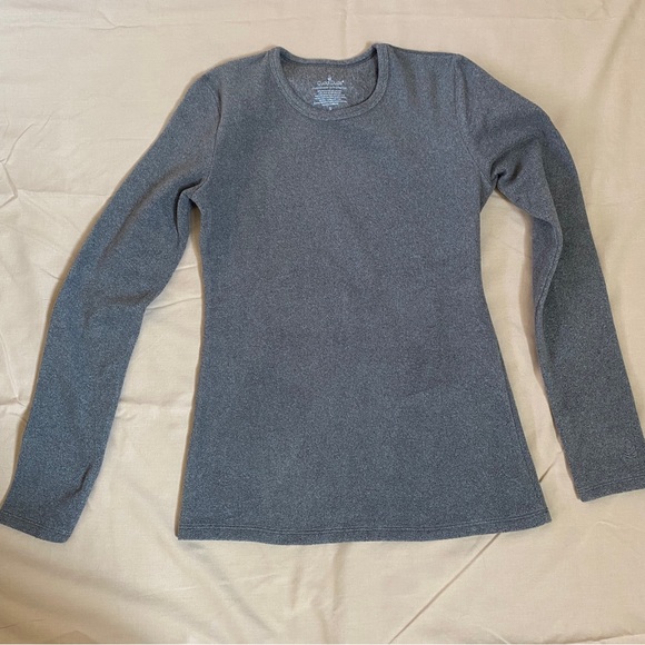 Cuddl Duds Fleecewear with Stretch Charcoal Long Sleeve Crew Small - Picture 2 of 6